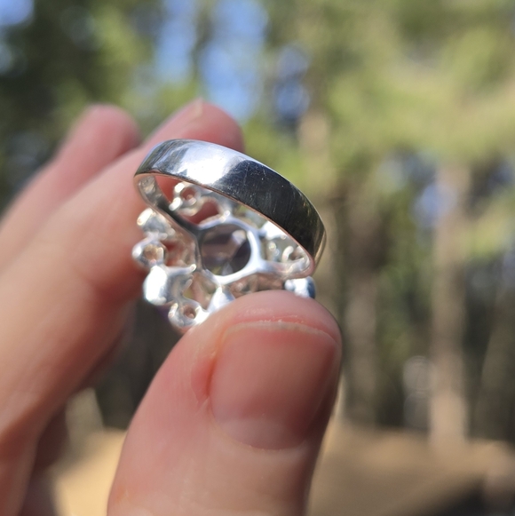 Lavender RARE Natural 16k quartz Sterling & Gold Ring Sz7 - Picture 11 of 14